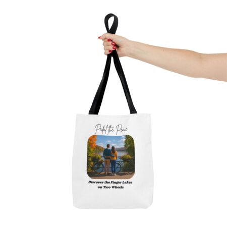 Serene Tote Bag for Bikers: Finger Lakes Trails Design, Eco-Friendly Shopping Bag, Gift for Outdoors Lovers, Custom Canvas Tote - Image 4