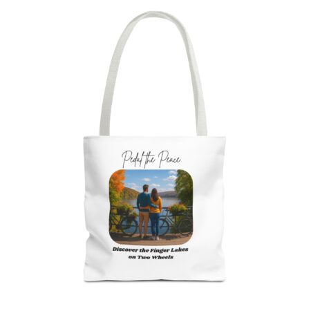 Serene Tote Bag for Bikers: Finger Lakes Trails Design, Eco-Friendly Shopping Bag, Gift for Outdoors Lovers, Custom Canvas Tote - Image 9