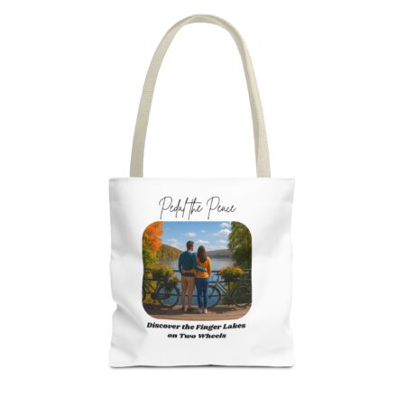 Serene Tote Bag for Bikers: Finger Lakes Trails Design, Eco-Friendly Shopping Bag, Gift for Outdoors Lovers, Custom Canvas Tote - Image 14