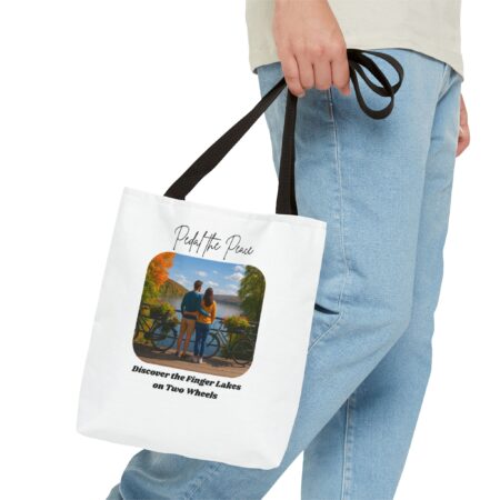 Serene Tote Bag for Bikers: Finger Lakes Trails Design, Eco-Friendly Shopping Bag, Gift for Outdoors Lovers, Custom Canvas Tote - Image 3