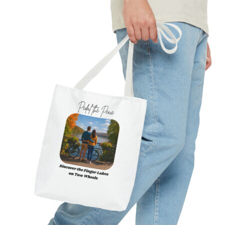 Serene Tote Bag for Bikers: Finger Lakes Trails Design, Eco-Friendly Shopping Bag, Gift for Outdoors Lovers, Custom Canvas Tote - Image 11