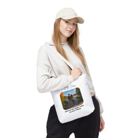 Serene Tote Bag for Bikers: Finger Lakes Trails Design, Eco-Friendly Shopping Bag, Gift for Outdoors Lovers, Custom Canvas Tote - Image 12