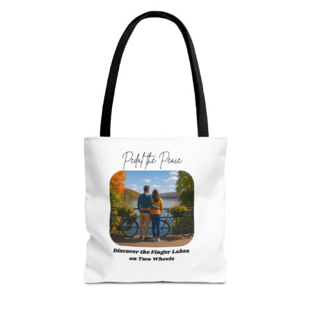 Serene Tote Bag for Bikers: Finger Lakes Trails Design, Eco-Friendly Shopping Bag, Gift for Outdoors Lovers, Custom Canvas Tote