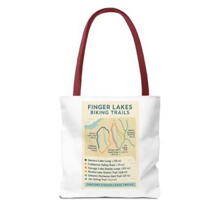 Serene Tote Bag for Bikers: Finger Lakes Trails Design, Eco-Friendly Shopping Bag, Gift for Outdoors Lovers, Custom Canvas Tote - Image 6
