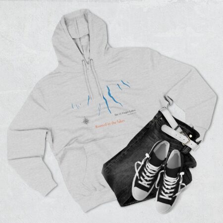 nature inspired three panel fleece hoodie, adventure hoodie, cozy outdoor wear, gift for nature lovers, graphic fleece top