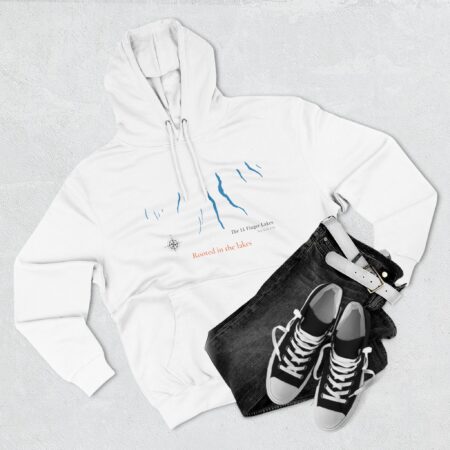 nature inspired three panel fleece hoodie, adventure hoodie, cozy outdoor wear, gift for nature lovers, graphic fleece top