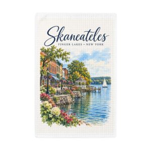 Skaneateles Tea Towel – Finger Lakes Watercolor Village Collection