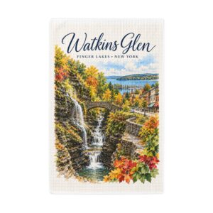 Watkins Glen Tea Towel – Finger Lakes Watercolor Village Collection